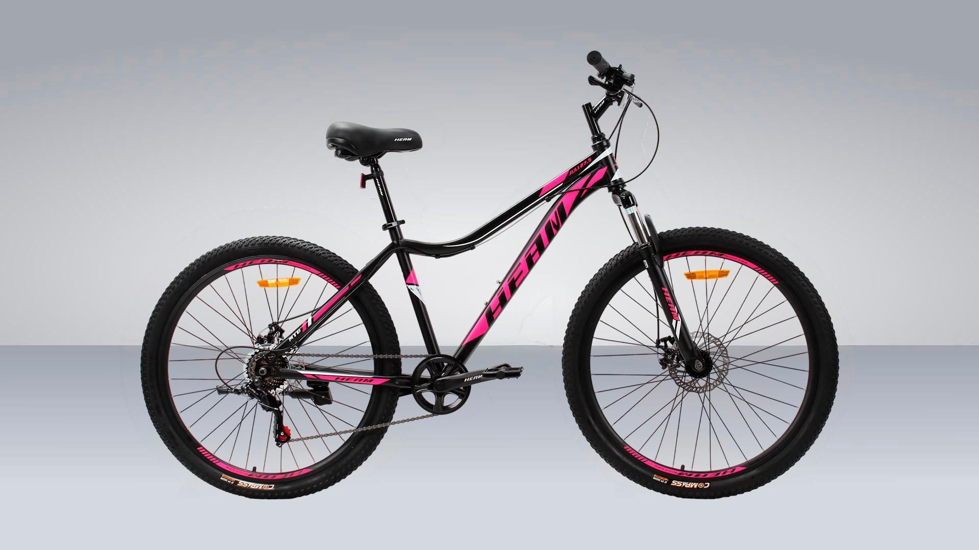 JULI 27.5-Чёрно-розовый Рама сталь, Прямая посадка, Широкое седло, Shimano